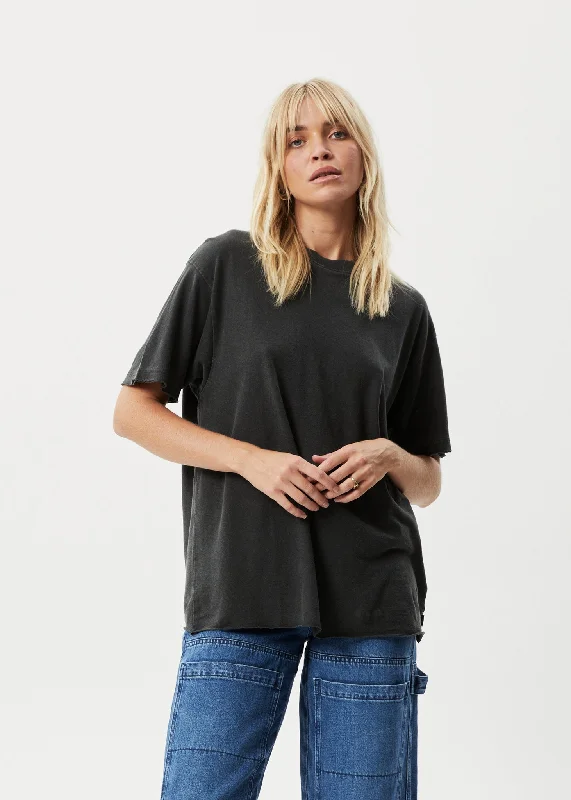 AFENDS Womens Slay - Oversized Tee - Stone Black Unique Women's Upcycled