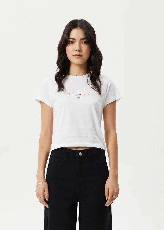 AFENDS Womens Funhouse - Baby Tee - White Refined Women's Hand - crafted