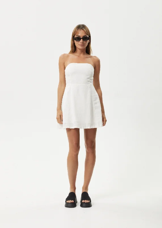 AFENDS Womens Lilo - Strapless Mini Dress - White Trendy Women's Oversized