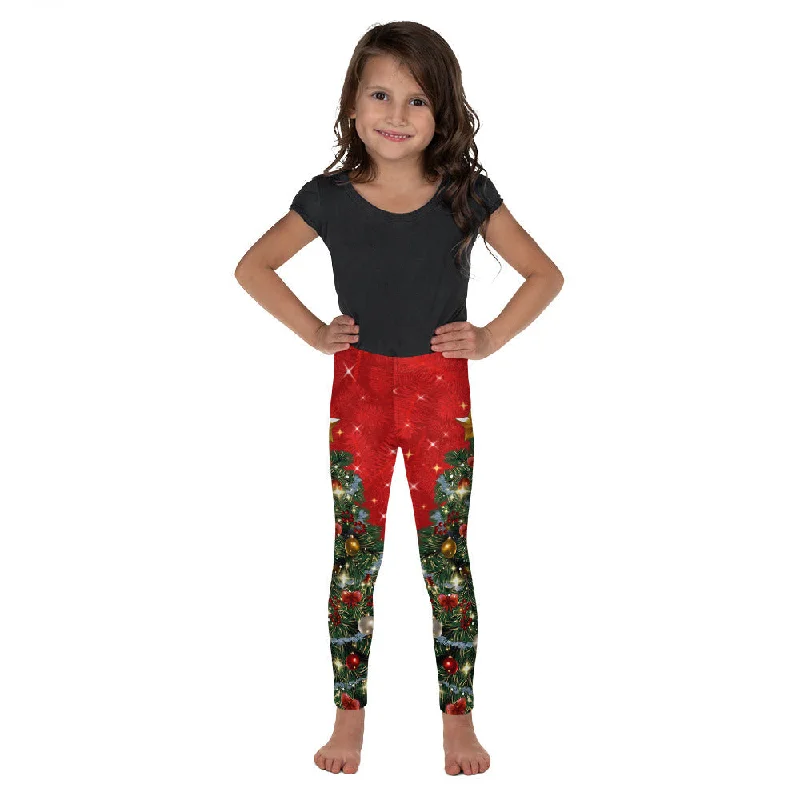 Sparkly Print Christmas Tree Kid's Leggings Relaxed Women's Beachy