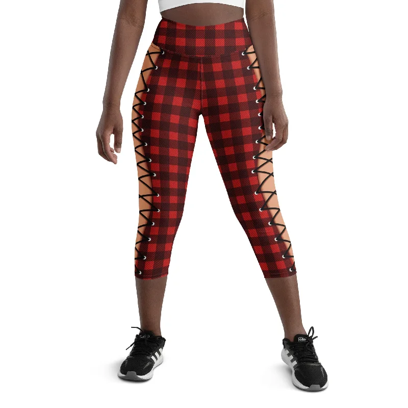 Christmas Lace Up Yoga Capris Vacation