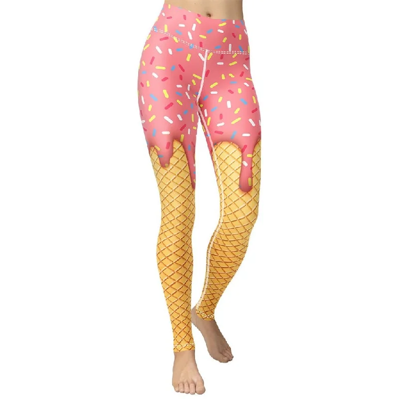 Dripping Ice Cream Yoga Leggings Elegant Women's Formal 