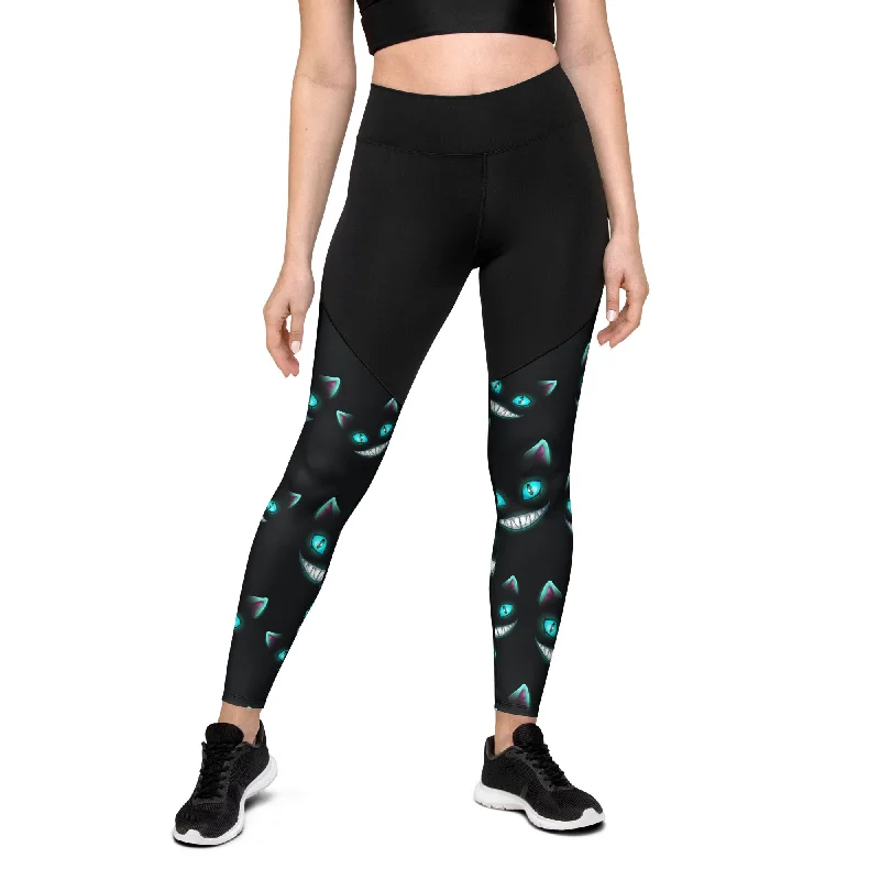 Spooky Halloween Cat Compression Leggings Women