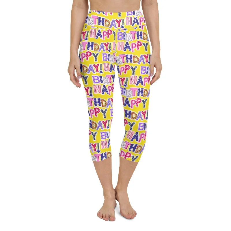 Colorful Birthday Yoga Capris Youthful Women's Anime - inspired