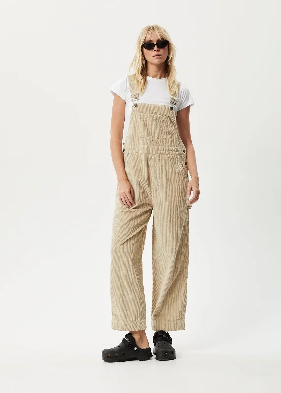 AFENDS Womens Paradise Louis - Corduroy Overalls - Dark Ecru Street