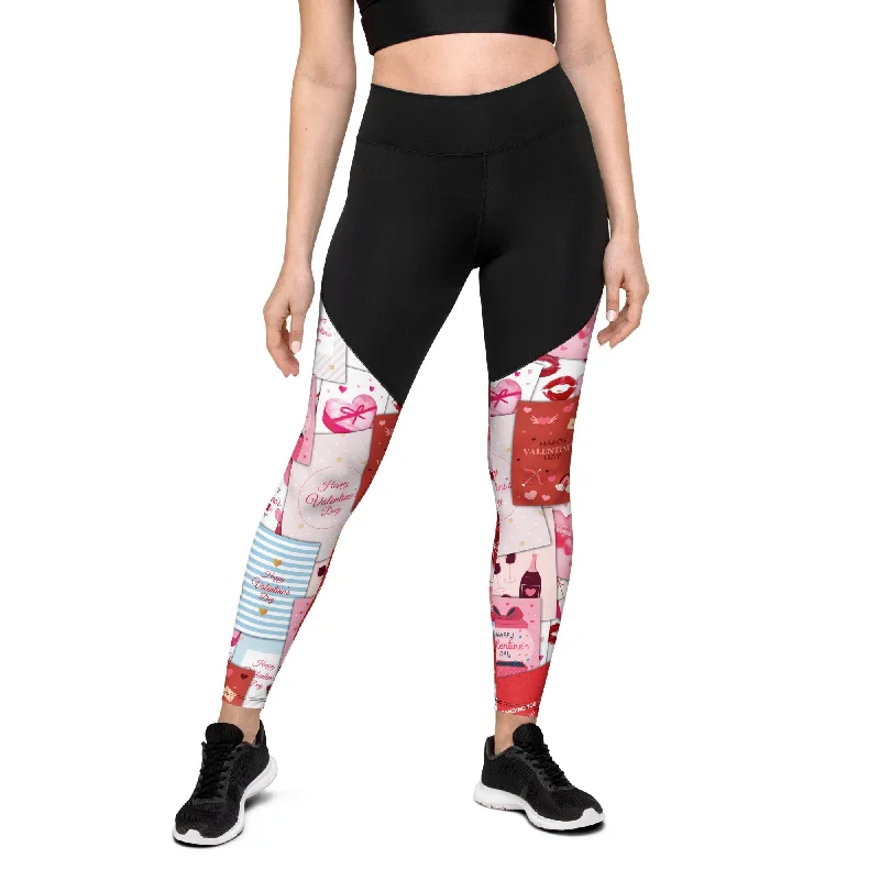 Valentine's Day Cards Compression Leggings Sleek Women's 