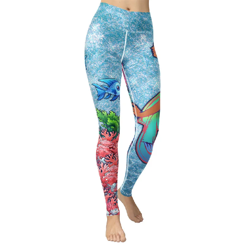 Darker Skin Mermaid Yoga Leggings Laid - back Women's Style