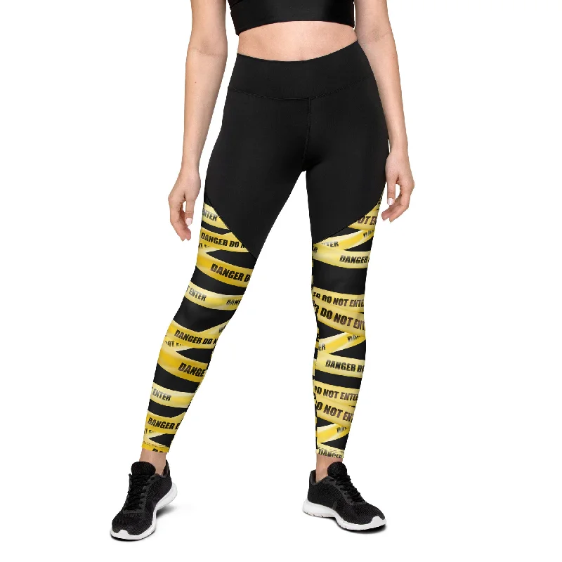 Yellow Tape Compression Leggings Traditional Women's Wool