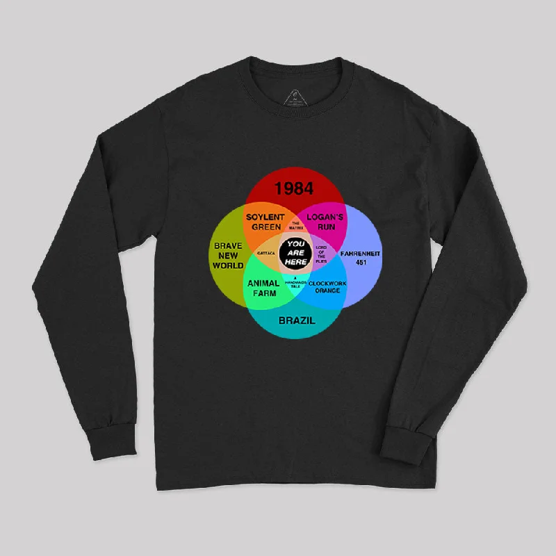 Dystopian Venn Diagram You Are Here Long Sleeve T-Shirt Feminine Women's Soft 