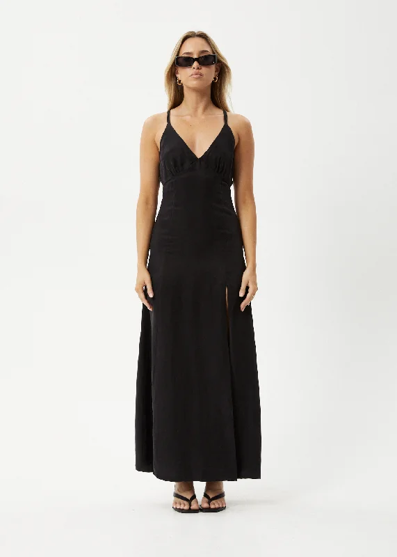 AFENDS Womens Grace - Cupro Maxi Dress - Black Sophisticated Women's 