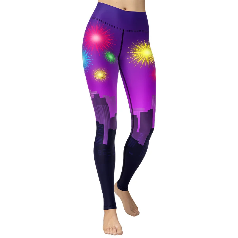 New Year City Yoga Leggings Stylish Women's Tropical 