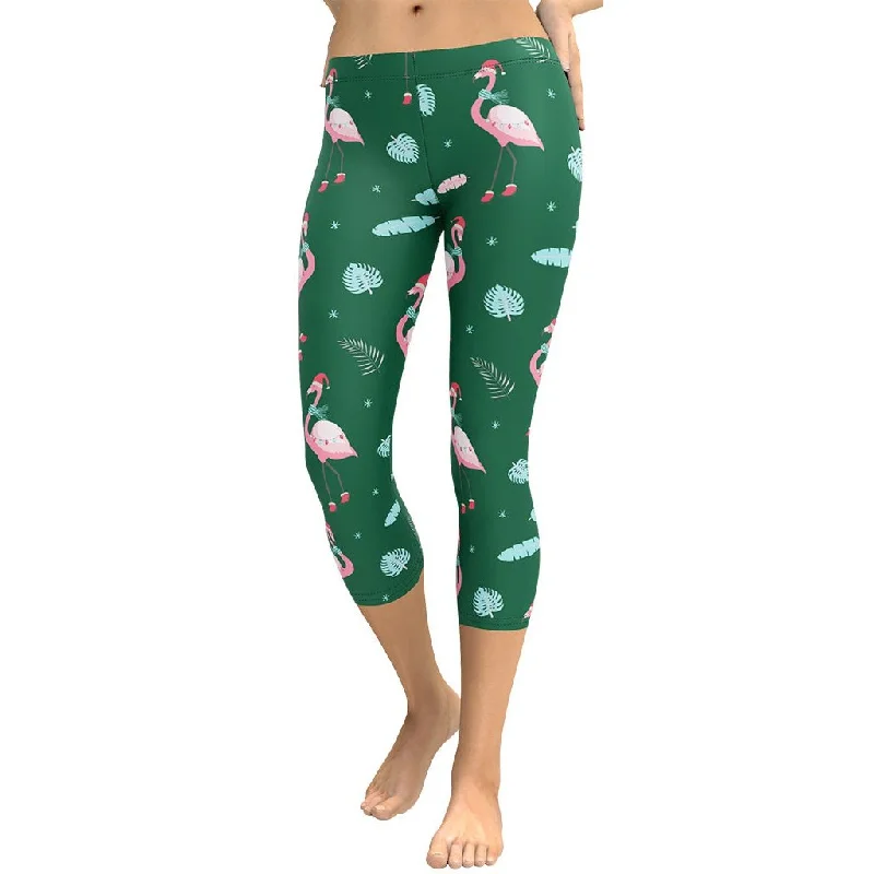 Christmassy Flamingos Capris Scandinavian