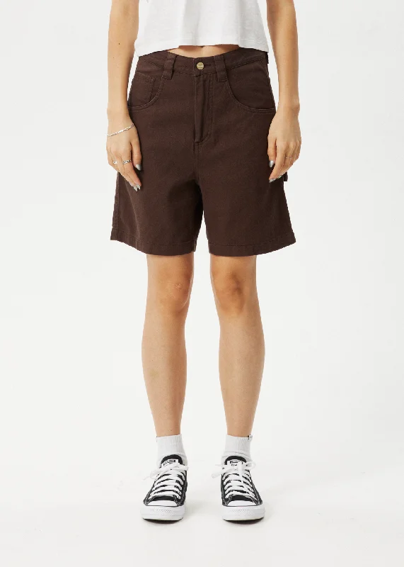 AFENDS Womens Emilie - Canvas Carpenter Short - Coffee performance