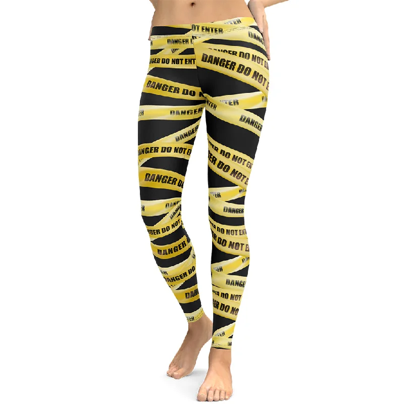 Yellow Tape Leggings Feminine Women's Soft 