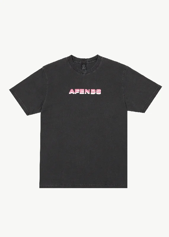 AFENDS Mens Volcanic Times - Graphic Retro T-Shirt - Stone Black Youthful Women's Anime - inspired AFENDS Mens Volcanic Times - Graphic Retro T-Shirt - Stone Black Youthful Women's Anime - inspired