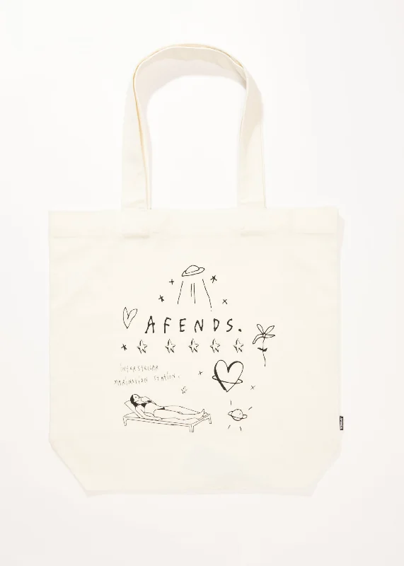 AFENDS Mens Funhouse - Tote Bag - White British Gentlewoman Style