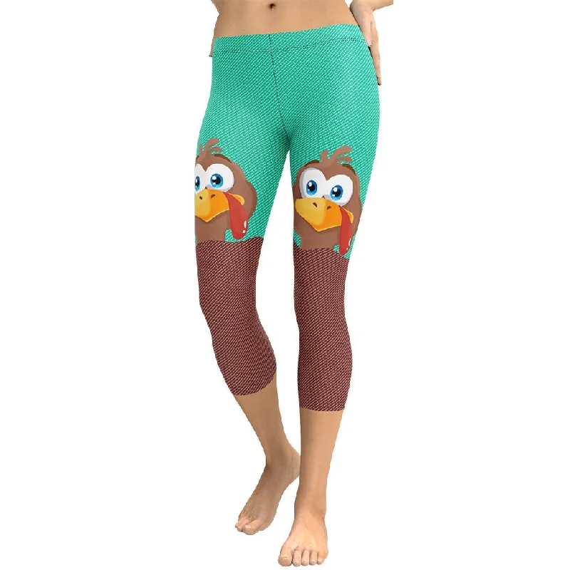 Peeking Turkey Capris Classic Women's Tweed