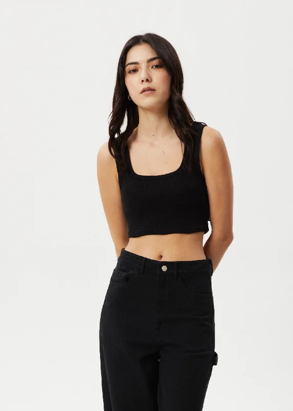 AFENDS Womens Chia - Ribbed Cropped Singlet - Black Sophisticated Women's Tailored
