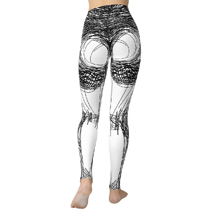 Hand Drawn Yoga Leggings Minimalist Women's Casual