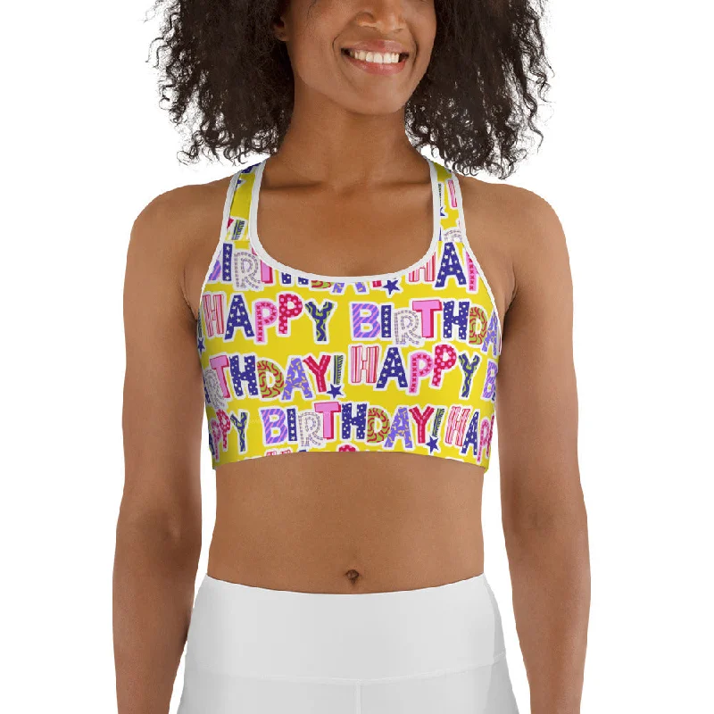 Colorful Birthday Sports Bra Bold Women's Animal Print