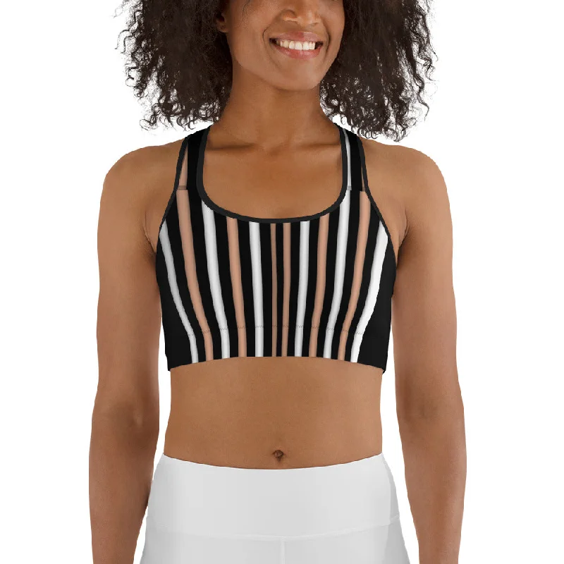 Heart Shaped Illusion Sports Bra Sleek Women's Metallic
