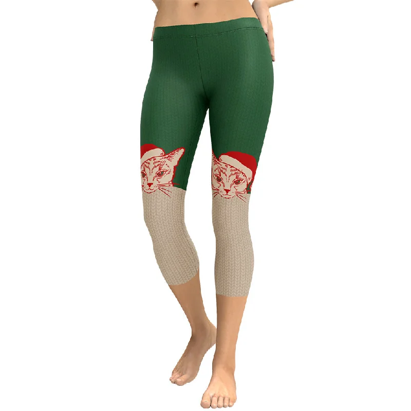 Santa Cat Capris Sleek Women's Metallic