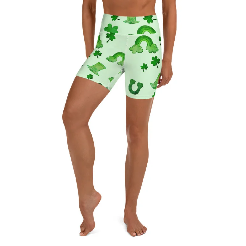 Watercolor St. Patrick's Day Yoga Shorts Gym