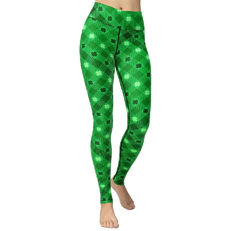 St. Patrick's Day Plaid Yoga Leggings Compression