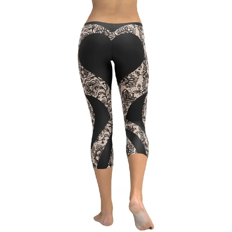 Heart Shaped Lace Capris Trendy Women's Oversized