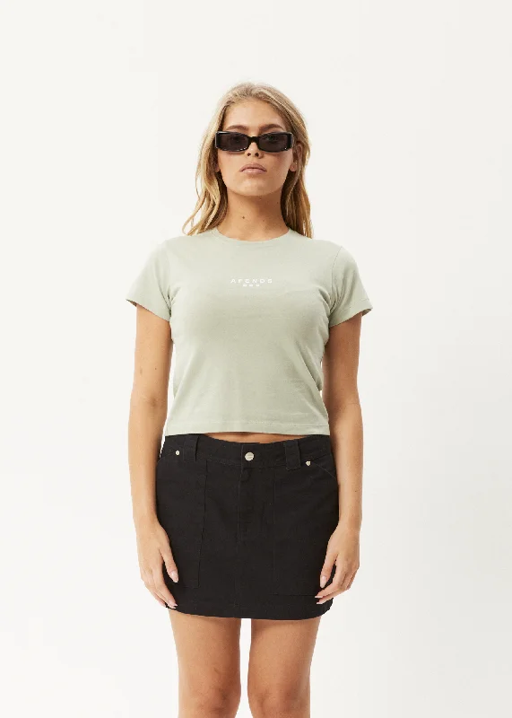 AFENDS Womens Jodi - Baby T-Shirt - Eucalyptus Streetwear Style for 