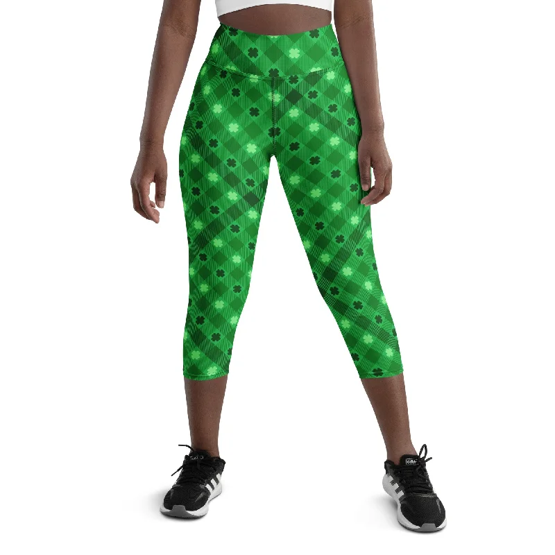 St. Patrick's Day Plaid Yoga Capris Athletic Women's 