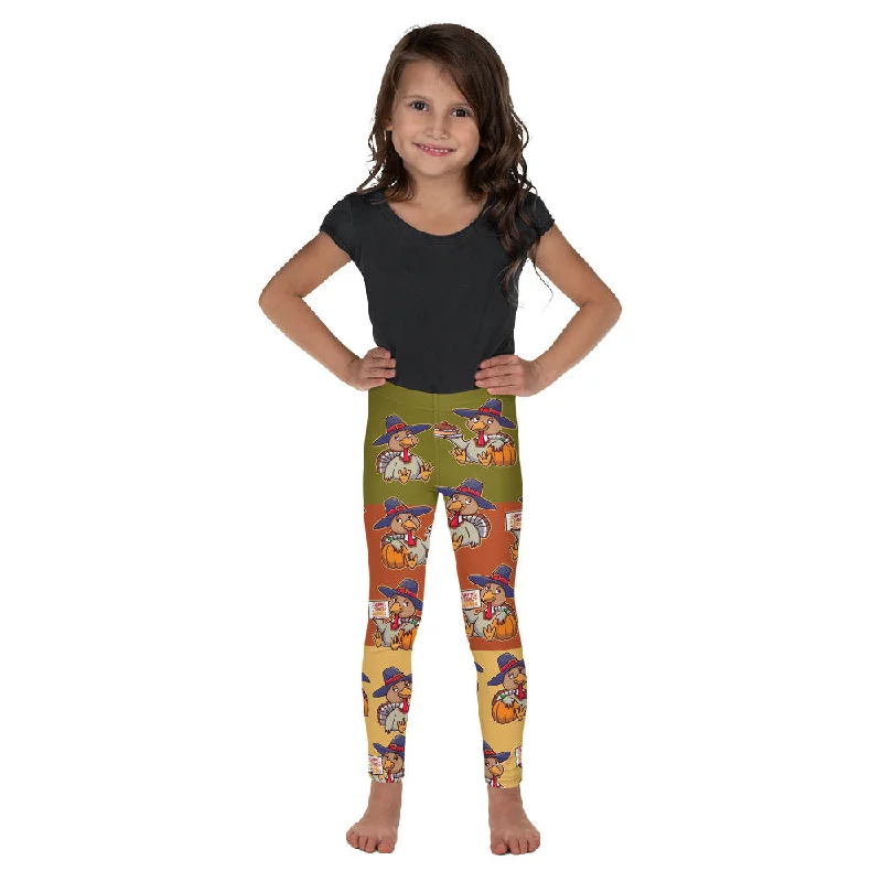 Colorful Turkey Print Kid's Leggings Modern Women's Tech