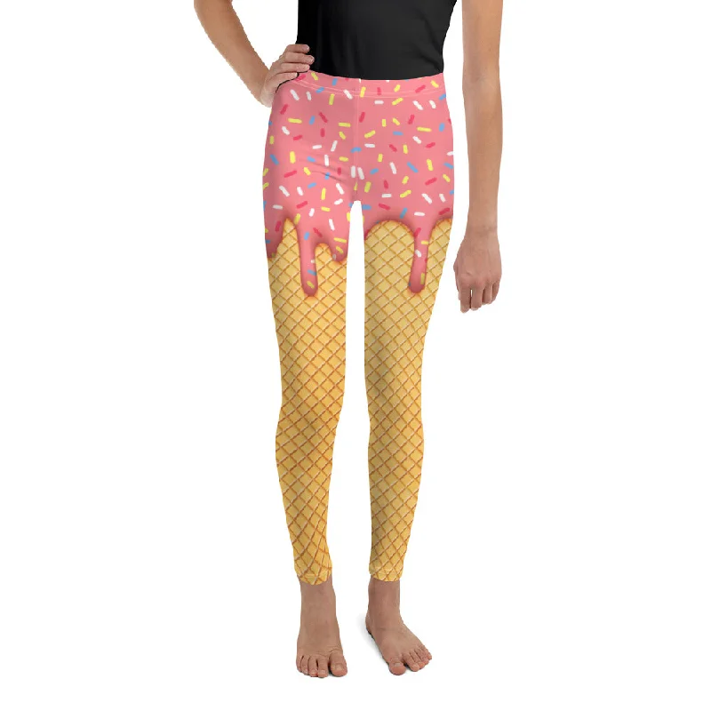 Dripping Ice Cream Youth Leggings Disco