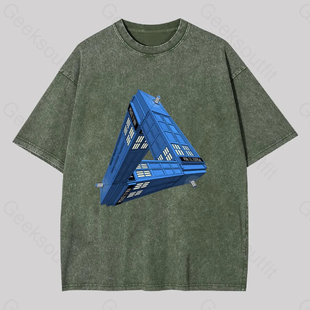 Paradoxical Space and Doctor Who Phone Box Washed T-shirt Street