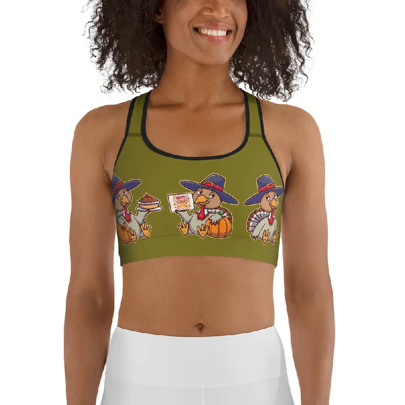 Colorful Turkey Print Sports Bra Vintage Women's 1970S 