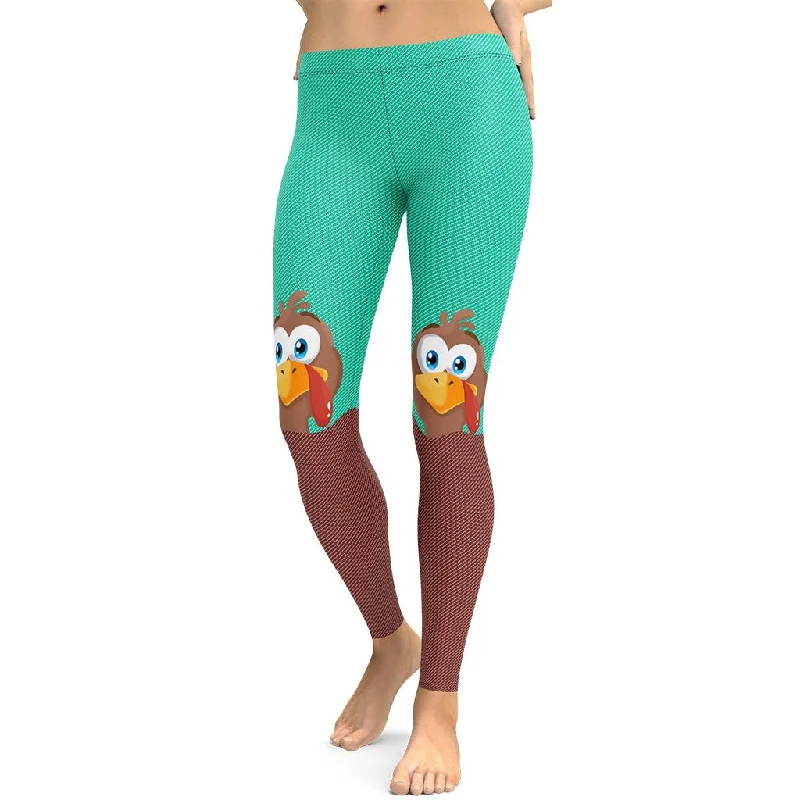 Peeking Turkey Leggings Monochromatic All - in - one