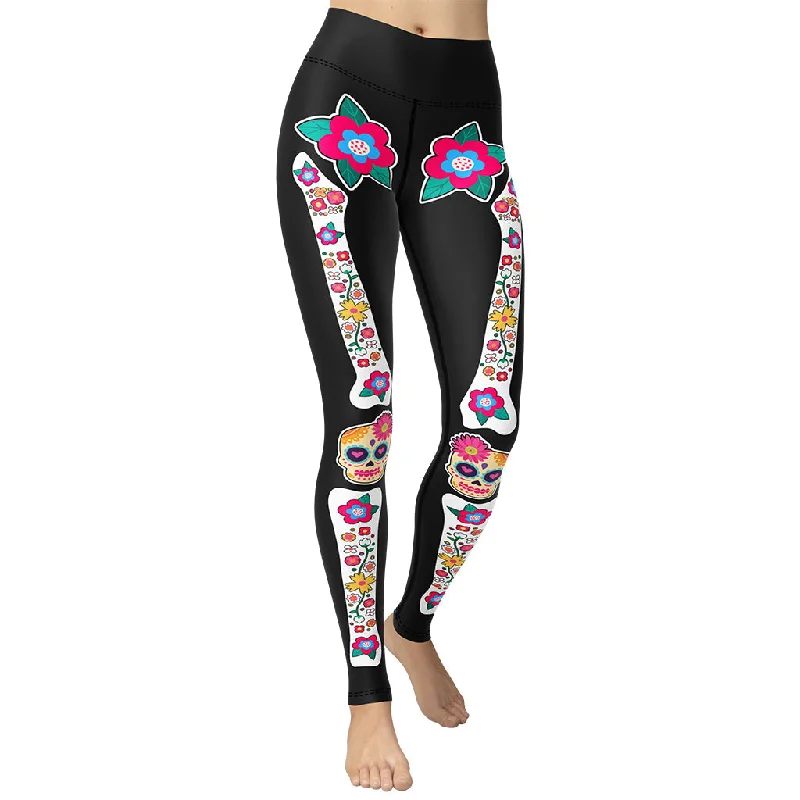 Day of the Dead Bones Yoga Leggings Adventure