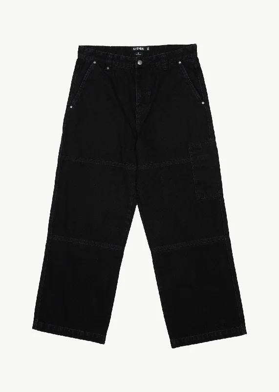 AFENDS Mens Richmond - Denim Workwear Jean - Washed Black Vintage Women's 1970S 