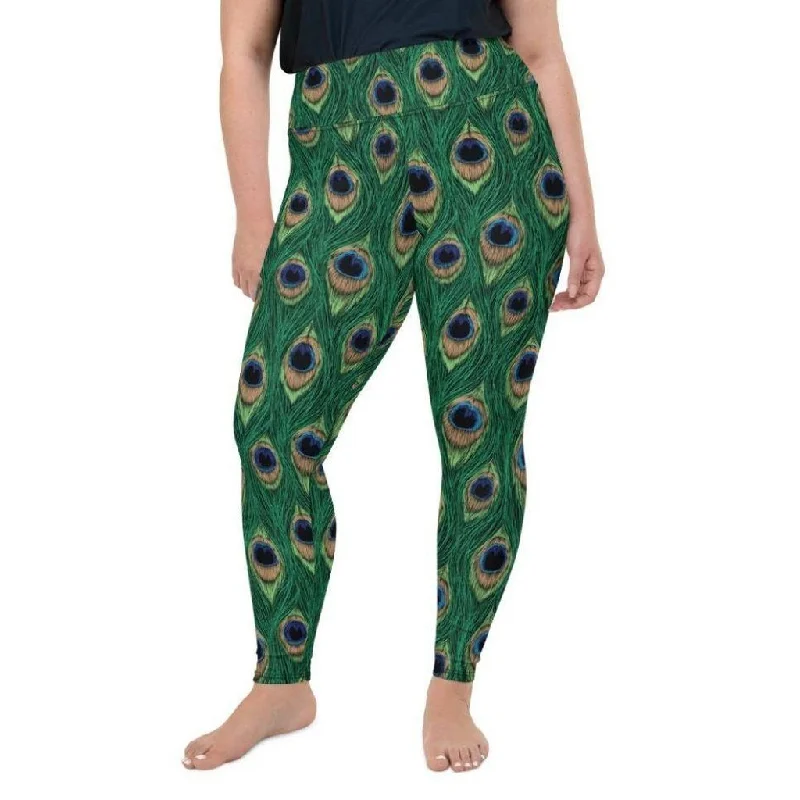 Peacock Print Plus Size Leggings Youthful Women's Anime - inspired