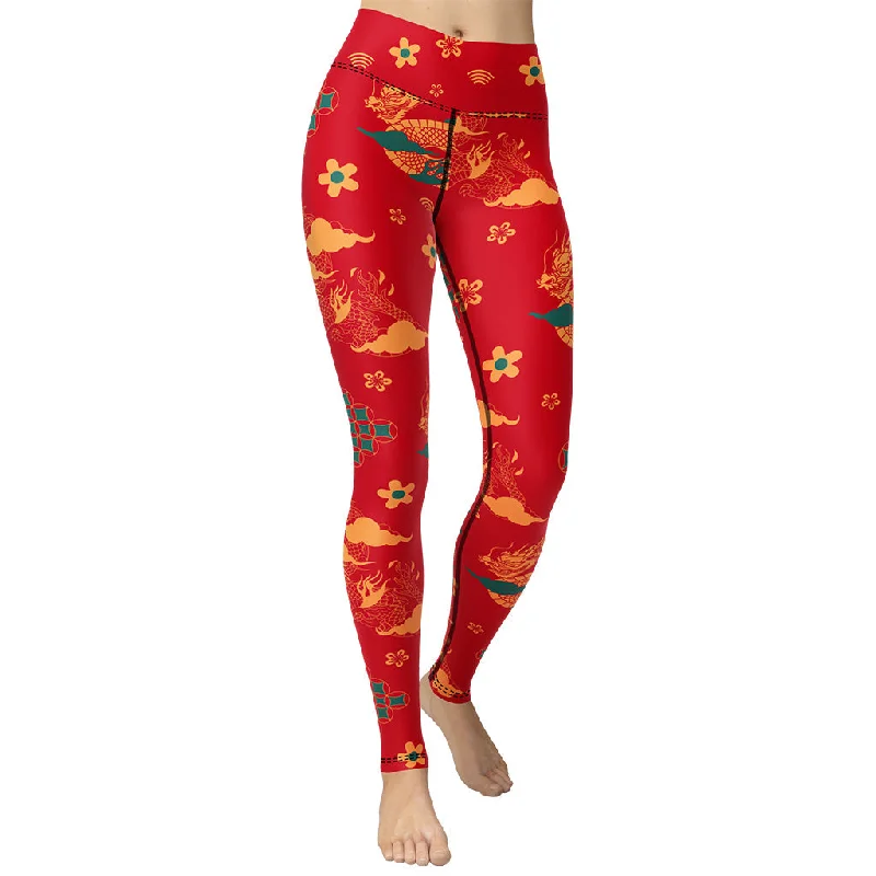Chinese Dragon Yoga Leggings Feminine Women's Soft 