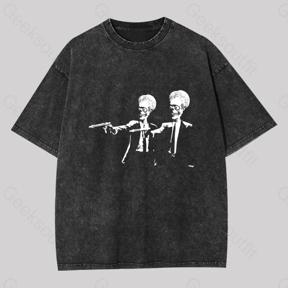 Mars Attacks Tim Burton Pulp Fiction Washed T-Shirt Relaxed Women's 