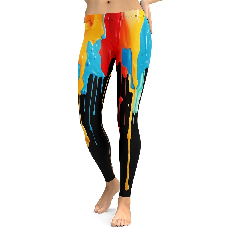 Dripping Color Leggings Cozy Women's Winter