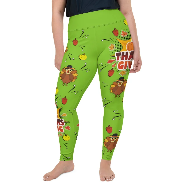 Pop Art Thanksgiving Plus Size Leggings Earthy Women's Hemp - based
