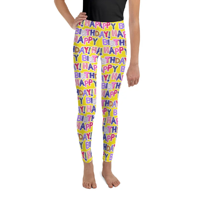 Colorful Birthday Youth Leggings Artistic Women's Hand - painted