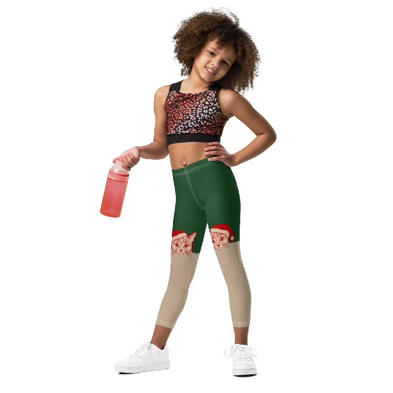 Santa Cat Kid's Leggings Sporty Women's Tennis