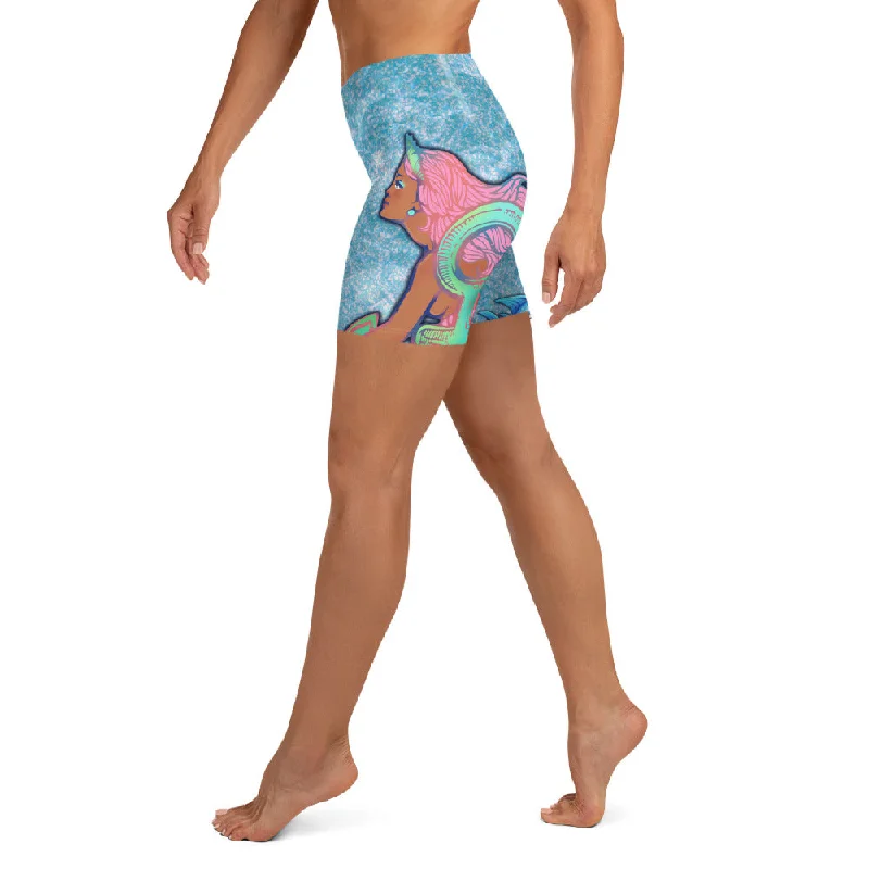 Darker Skin Mermaid Yoga Shorts Bohemian Women's Free