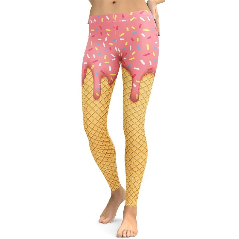 Dripping Ice Cream Leggings Refined Women's Classic 