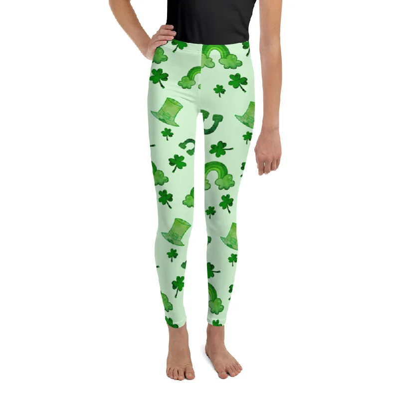 Watercolor St. Patrick's Day Youth Leggings Edgy Women's Punk