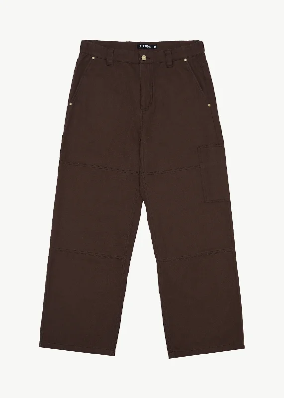 AFENDS Mens Richmond - Carpenter Pants - Coffee Dapper Women's Bow - adorned