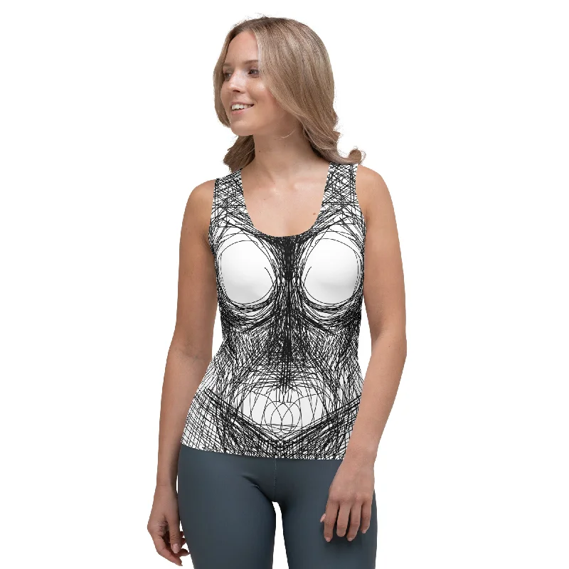 Hand Drawn Tank Top Earthy Women's Hemp - based